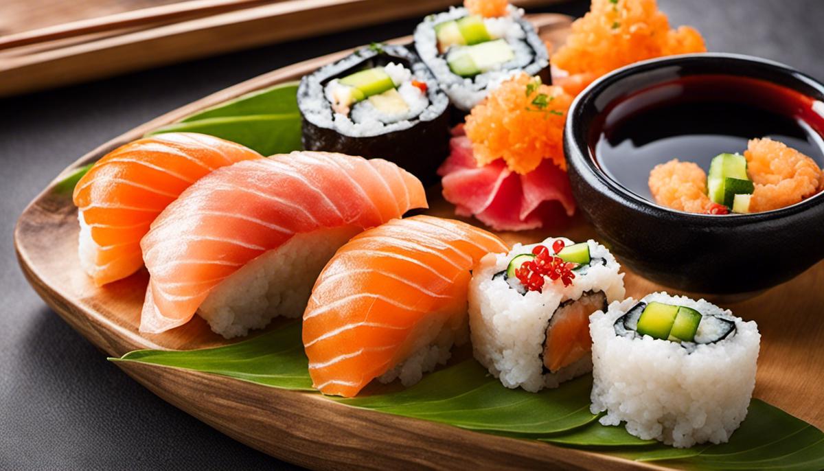 Bild von Luxus-Sushi, das die hochwertigen Zutaten und die stilvolle Präsentation zeigt