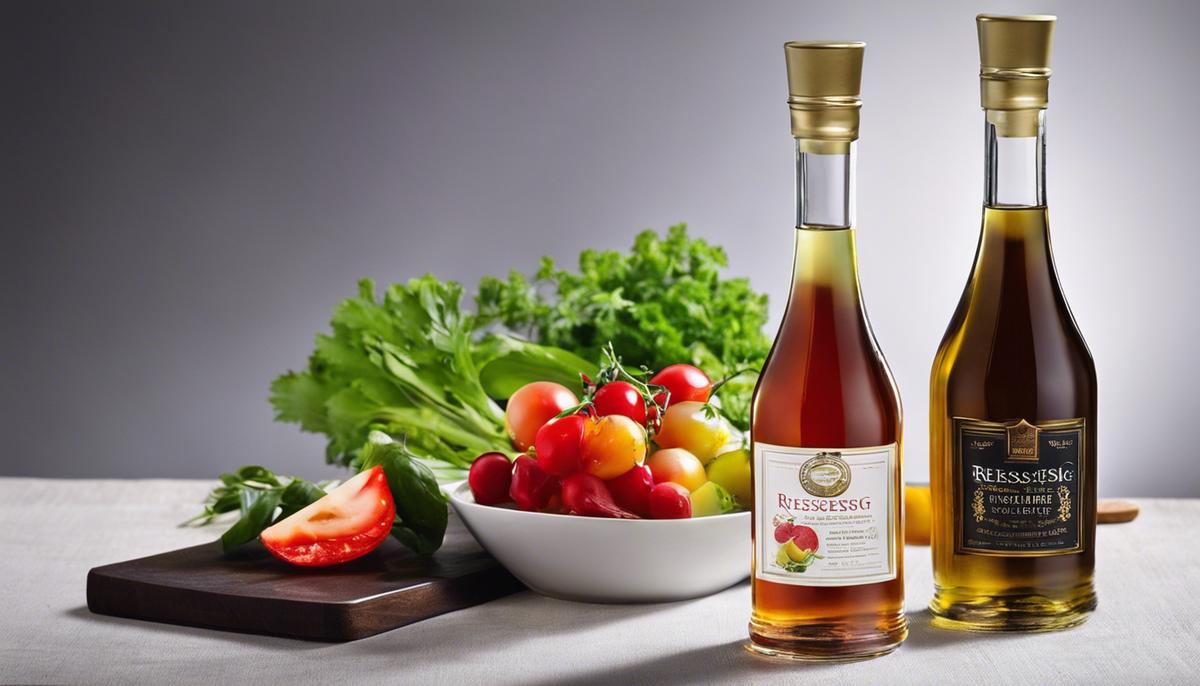 A bottle of rice vinegar, a versatile vinegar known for its culinary and health benefits.