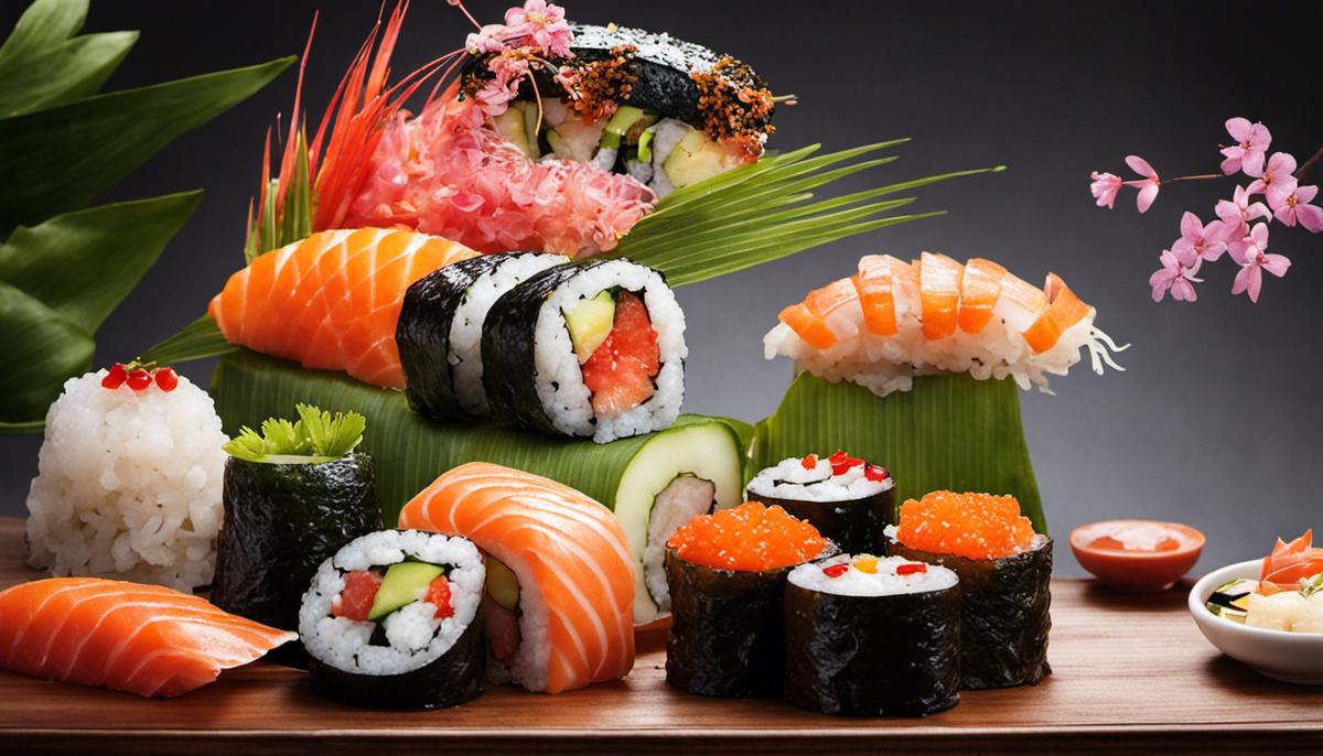 An image depicting the art of sushi, showcasing its beauty, precision, and cultural significance.