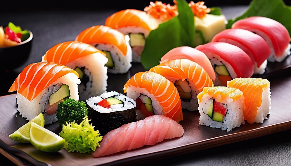 Ein köstliches Sushi-Dessert, das den Genuss von All-you-can-eat-Sushi symbolisiert.