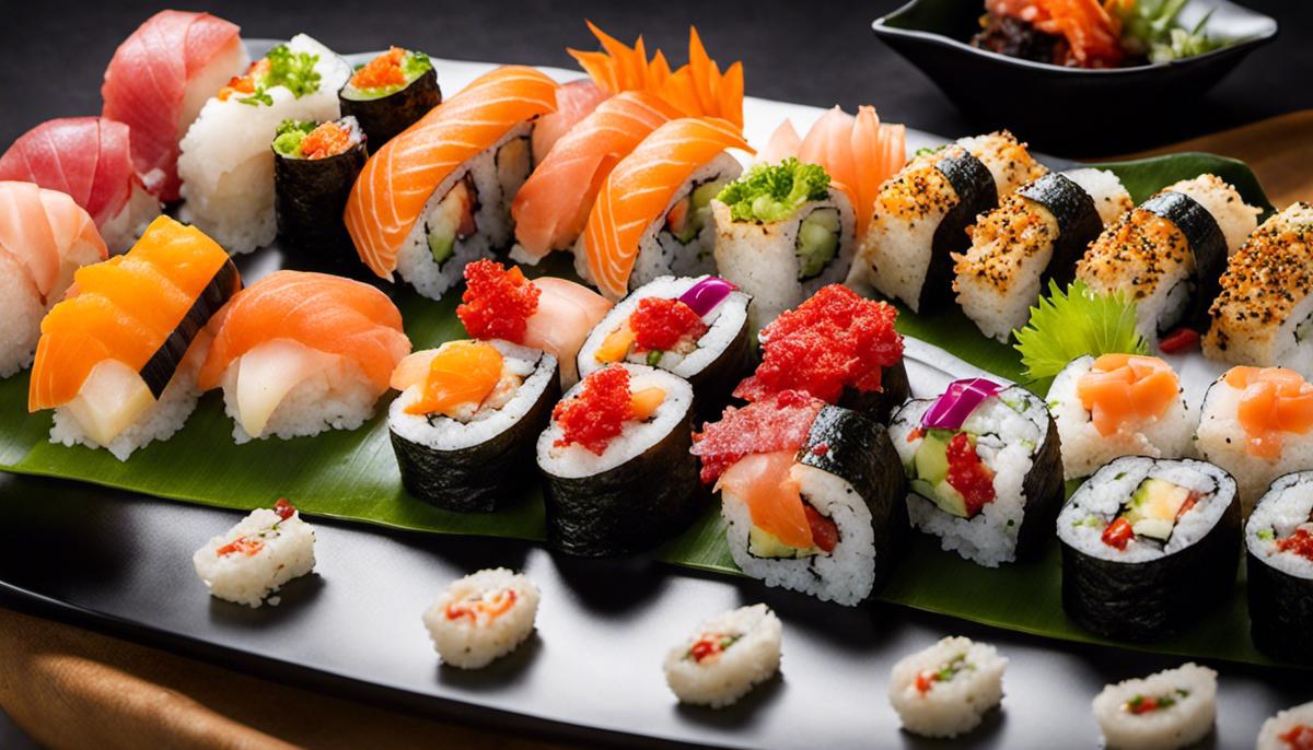 Varios rellenos de sushi que muestran la creatividad y la diversidad del sushi.