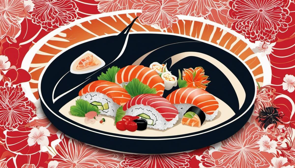 An illustration showing different forms of sushi.
