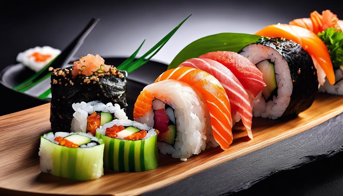 Image of artfully arranged sushi