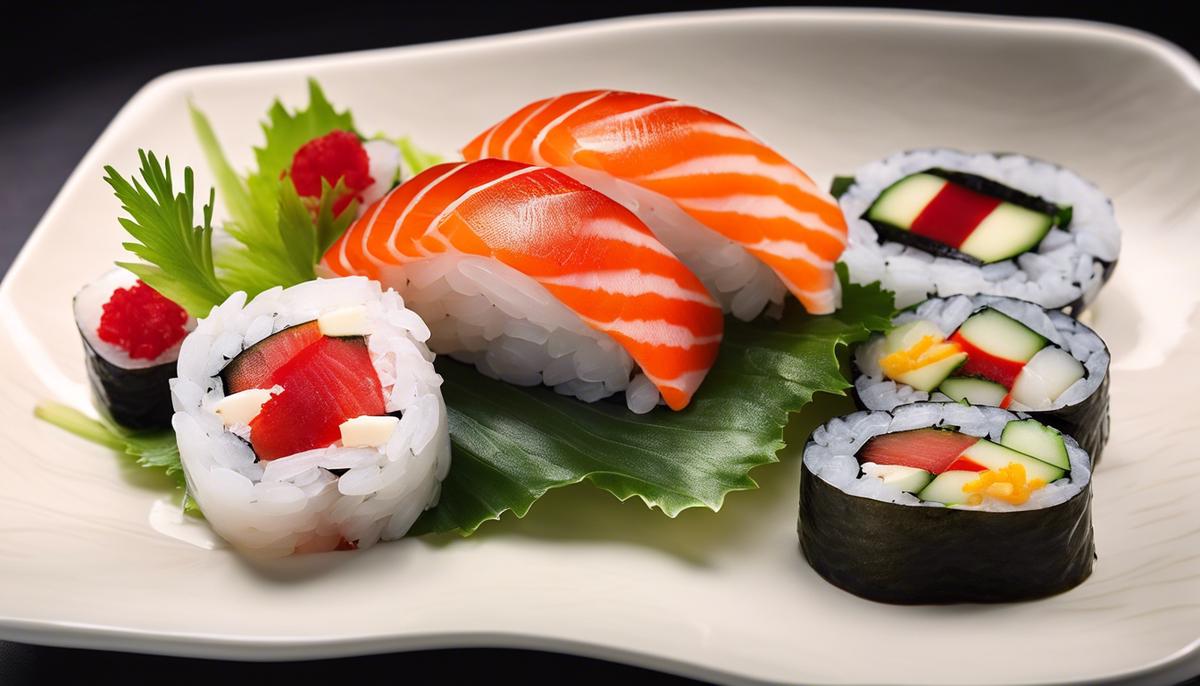 Un plato de pescado fresco apto para sushi, que muestra su aspecto transparente y brillante.