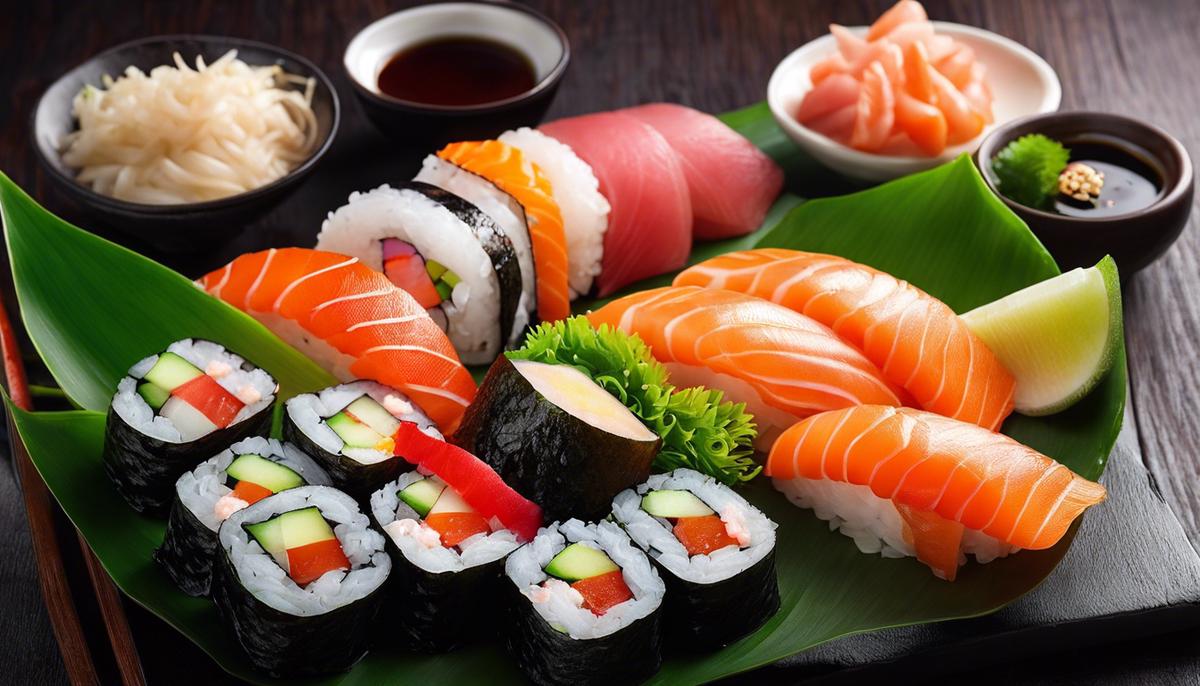 Una imagen de ingredientes frescos para sushi.