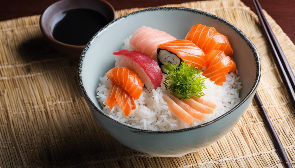 Plato de arroz para sushi