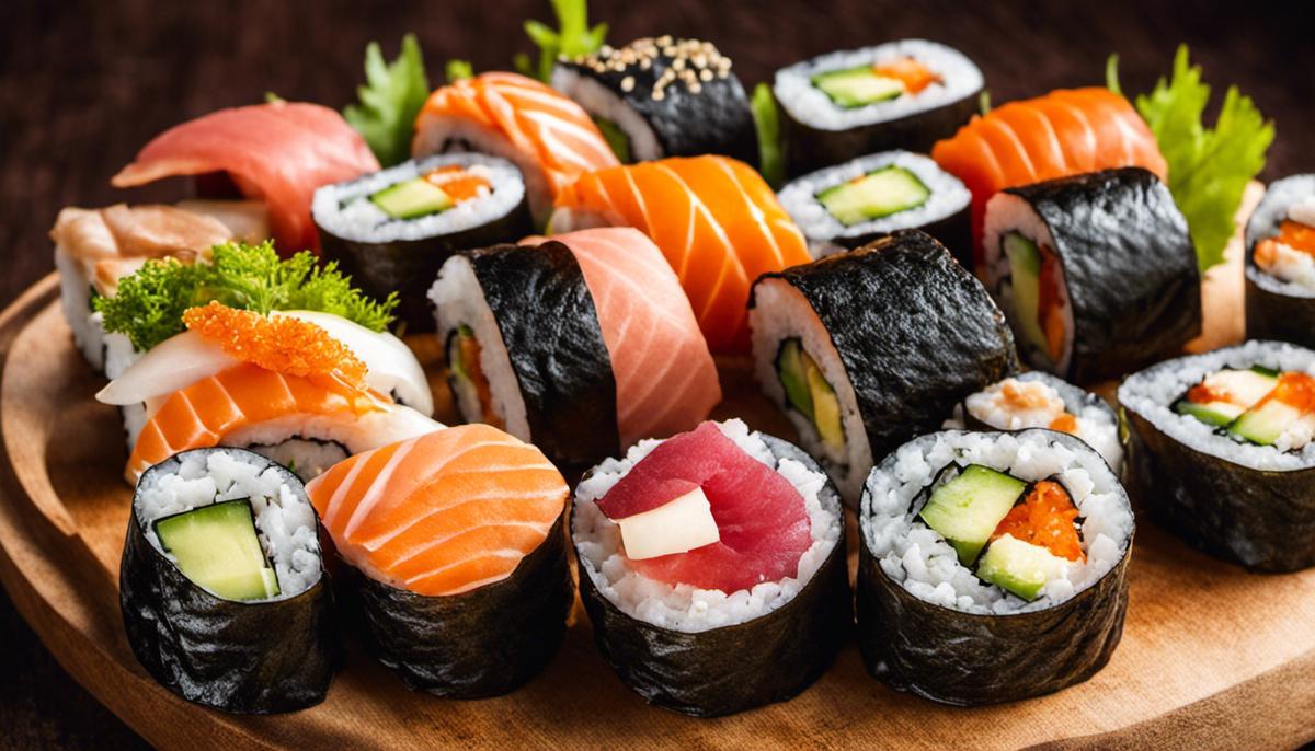 Imagen de varios rollos de sushi, mostrando las diferentes tendencias discutidas en el texto