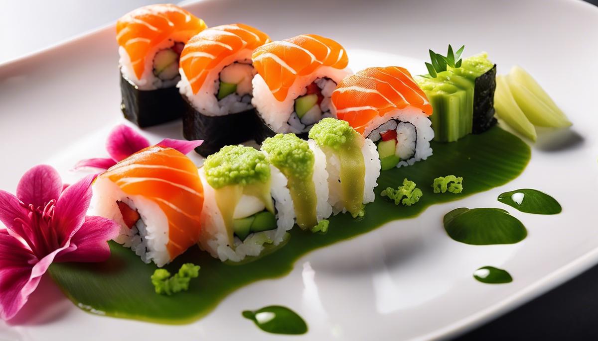 Bild von Sushi mit Wasabi auf einem Teller